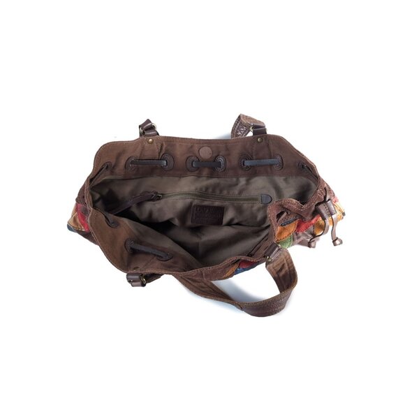 VINTAGE LUCKY BRAND Bag Large Multicolor Patchwork Leather Hobo 20" - Picture 5 of 10